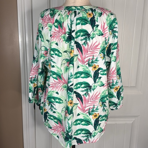 Loft Botanical Henley Blouse Sz XL - Picture 7 of 11